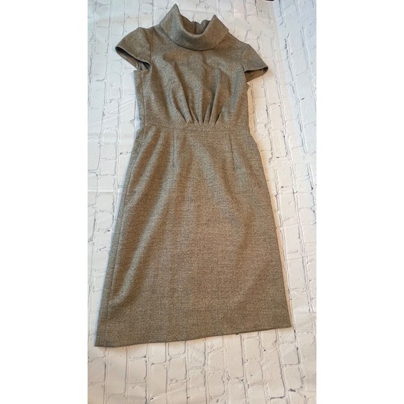 Escada Brown Silver Wool Blend Lined Cowl Neck Midi Length Dress Sz US …‎ - Picture 6 of 10